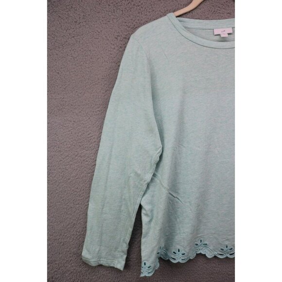J. Jill Long Sleeve Green Tunic-Size Large-Stretch-Embroidered Trim - Picture 3 of 10